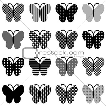 Patterned butterflies set