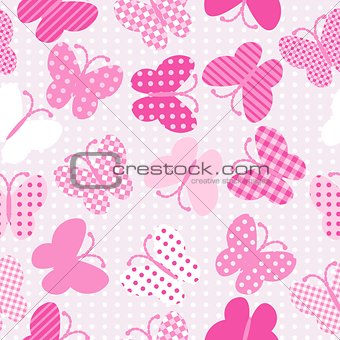 Pink patterned butterflies seamless