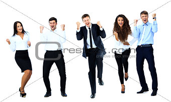 Very happy business people jumping