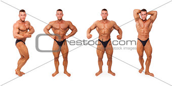 Sexy shirtless bodybuilder posing.
