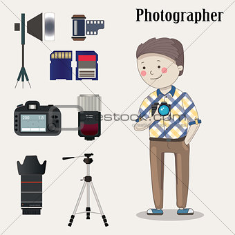Freelance photographer with  photo camera