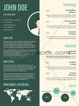 New resume cv template with green stripe