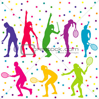 Tennis players silhouette collection