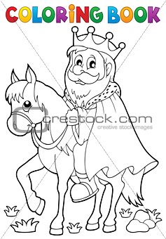 Coloring book king on horse theme 1