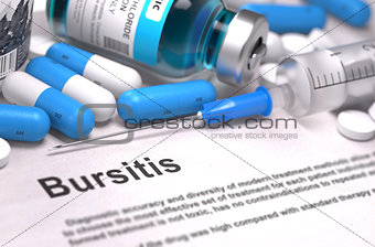 Bursitis Diagnosis. Medical Concept. Composition of Medicaments.