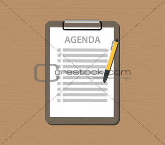 agenda list with document and clipboard vector