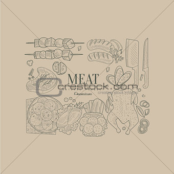Meat, Vector Illustration Banner