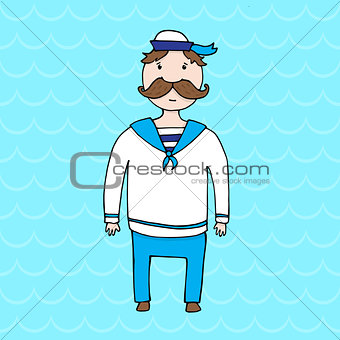 Cute young sailor with mustache