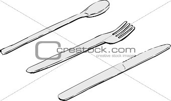 Knife, fork and spoon sketches