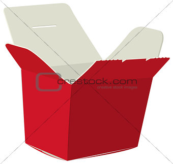 Japanese food box. Red open box for noodle. Cardboard box for sushi