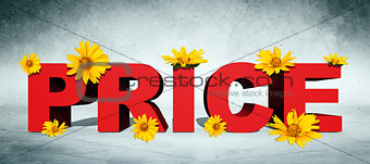 Word price with flowers