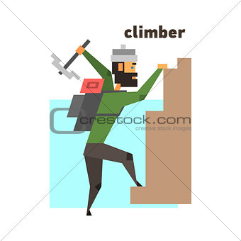 Rock Climber Abstract Figure