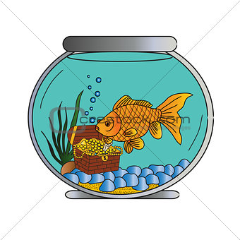 Pet Goldfish in Bowl
