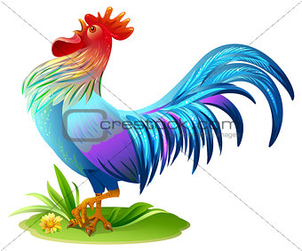 Blue bird cock. Blue Rooster symbol 2017 year on east horoscope