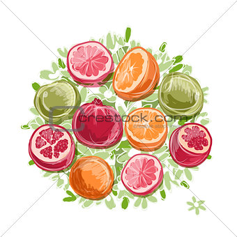 Frame made from fruits, sketch for your design