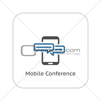 Mobile Conference Icon. Flat Design.