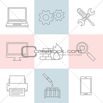 Computer service outline icons
