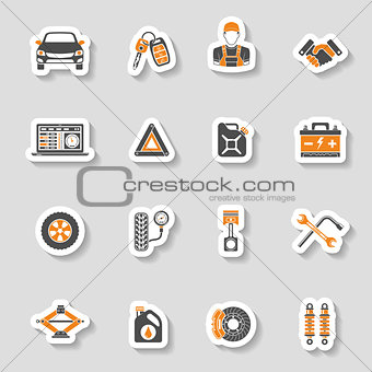 Car Service Vector Icons Sticker Set