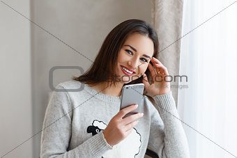 woman with phone