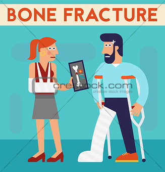 Bone fracture vector character cartoon illustration