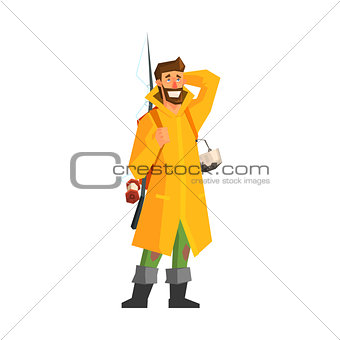Male Adventurer With Fishing Equipment