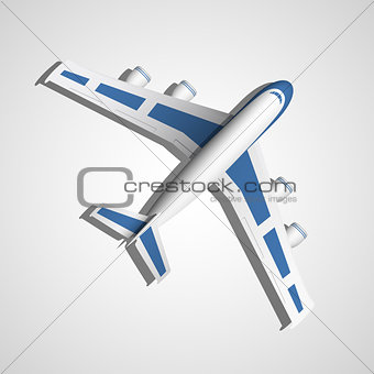 Vector blue airplane top view