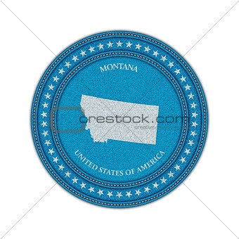 Label with map of montana. Denim style.