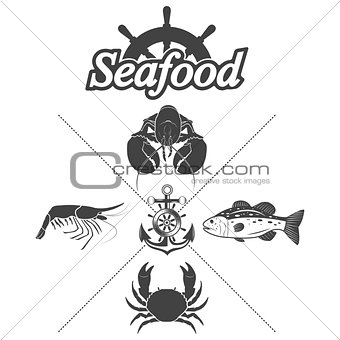 Set seafood symbols