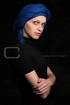 Beautiful caucasian woman wearing a headscarf