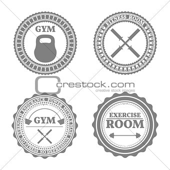 Set of sports emblems in retro style, vector illustration