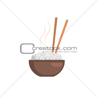 Rice Bowl Cartoon Style Icon