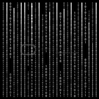 Black and White. Algorithm Binary Code with digits on background