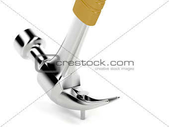 Claw hammer pulling a nail