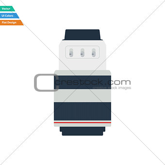 Flat design icon of photo camera zoom lens in ui colors