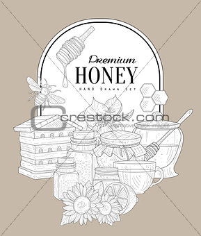 Premium Honey Vintage Sketch