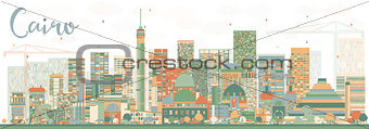 Abstract Cairo Skyline with Color Buildings. 