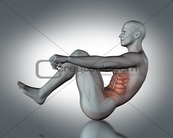 3D medical figure in sit up position