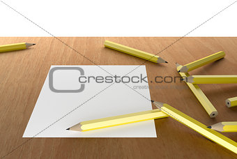 pencils and white blank paper
