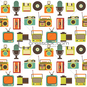 Vector Seamless Pattern with Retro technology