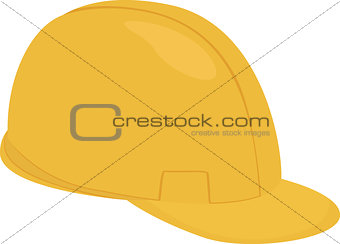 Builder  cartoon yellow   helmet isolated on white