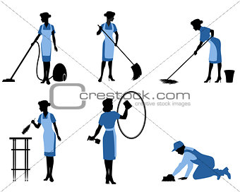 Six cleaning workers