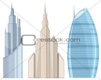Three skyscraper set