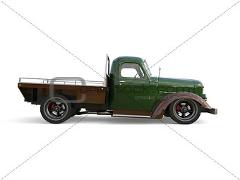 Old restored pickup. Pick-up in the style of hot rod. 3d illustration.