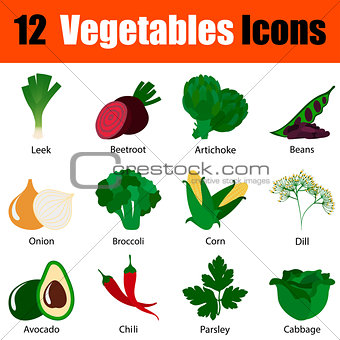 Flat design vegetables icon set