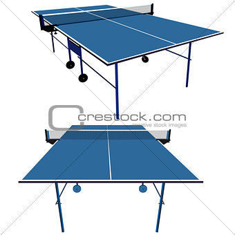 Ping pong blue table tennis. Vector illustration.