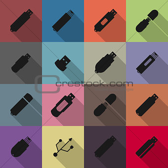 Icons flash drive, vector illustration.