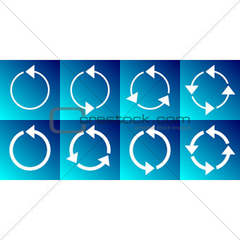 White rotating circle arrows collection