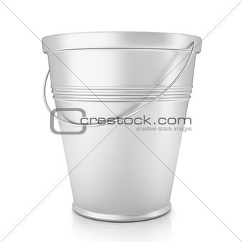 Metal zinc bucket on white 