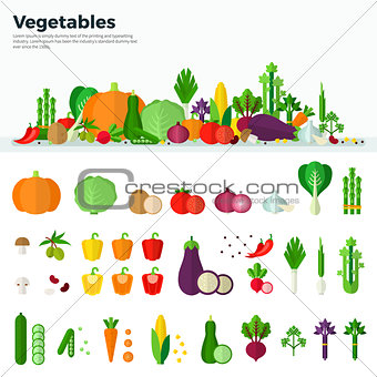 Banner Icons of Vegetables Healthy Food