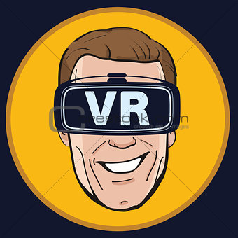 Man with Virtual reality glasses icon